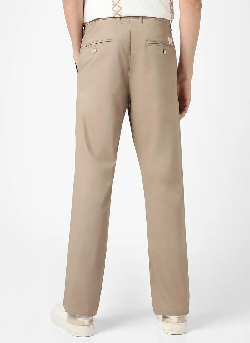 Urbano Fashion  Urbano Fashion Men's Taupe Brown Cotton Regular Fit Casual Chinos Trousers Stretch for Men | Best Price UAE